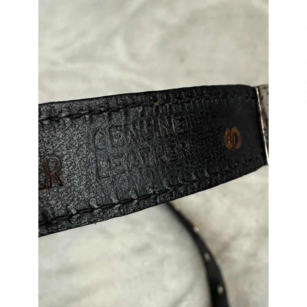 Vintage Bonwit Teller‎ Mens Black Leather Coin Medallion Belt Made in Italy 36in